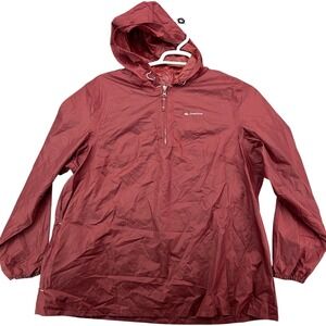 Quechua Decathlon Windbreaker Jacket Women L-XL Burgundy Red Hooded Half Zip